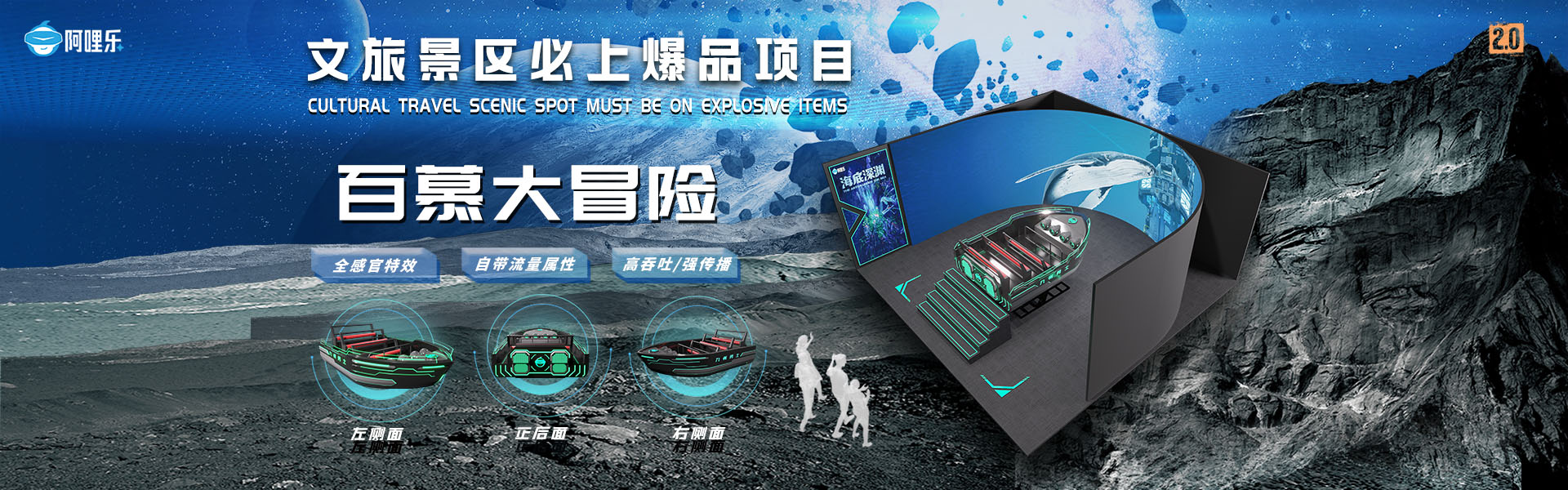 百慕大冒險、球幕飛行影院、裸眼3D軌道影院、臺風地震體驗館、VR主題樂園、VR科普文旅